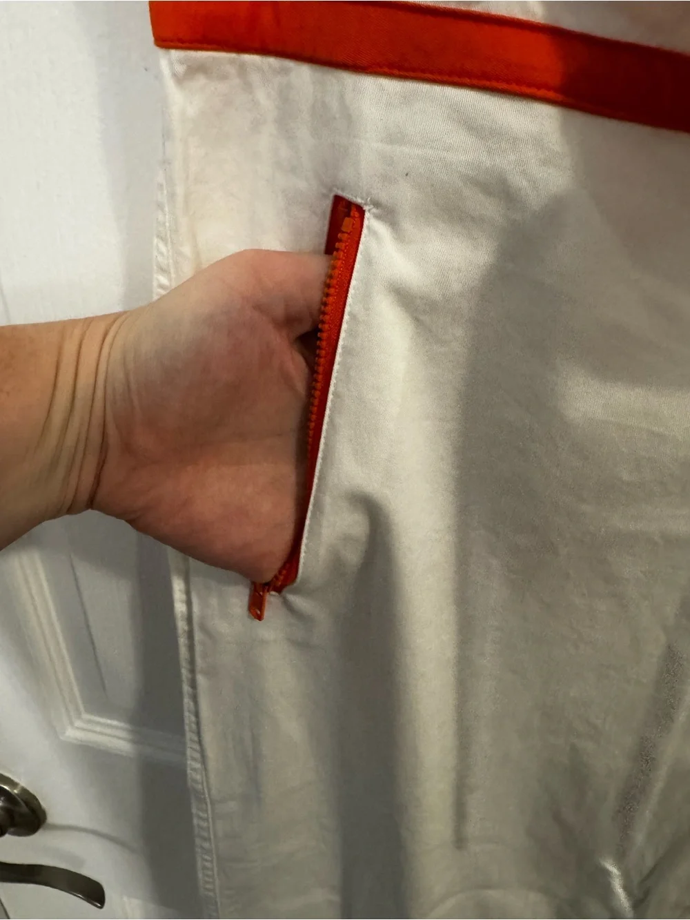 White Nike Capri Pants with Orange Trim